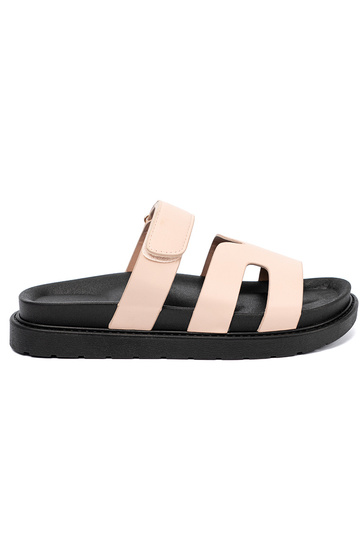 smėlio spalvos Šlepetės su dirželiais Velcro 2