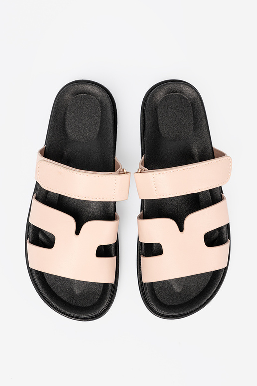 smėlio spalvos Šlepetės su dirželiais Velcro smėlio spalvos Šlepetės su dirželiais Velcro