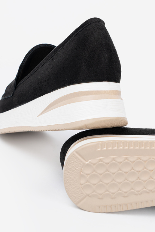 juodos spalvos Mokasinai su platforma iš zomšos