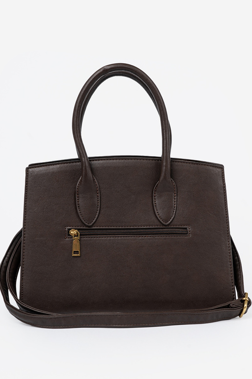 Tamsiai rudas rankinė su dekoratyvine sagtimi Į auksinism kolorze