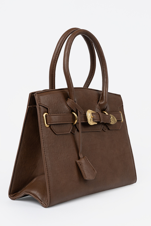 ruda rankinė su dekoratyvine sagtimi Į auksinism kolorze