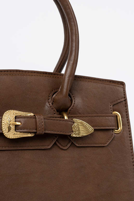 ruda rankinė su dekoratyvine sagtimi Į auksinism kolorze