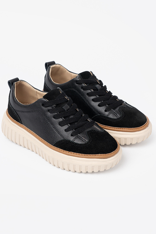 juodos spalvos Sneakers modelio batai oda na smėlio spalvosj platformie Sergio Leone