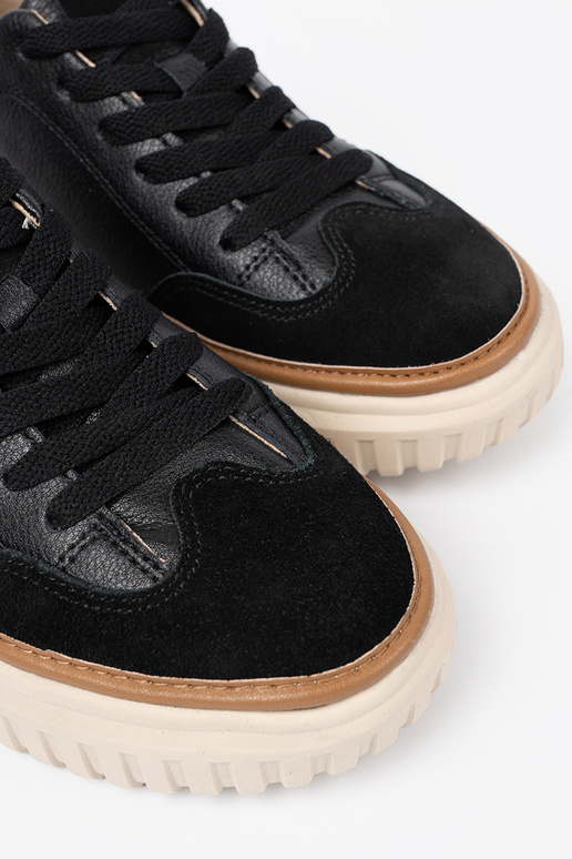 juodos spalvos Sneakers modelio batai oda na smėlio spalvosj platformie Sergio Leone