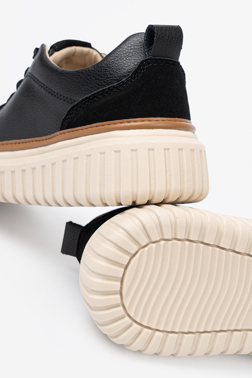 juodos spalvos Sneakers modelio batai oda na smėlio spalvosj platformie Sergio Leone