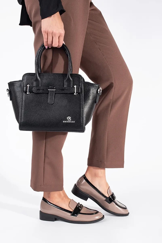 su lako efektu smėlio spalvos-juodos spalvos moteriški mokasinai