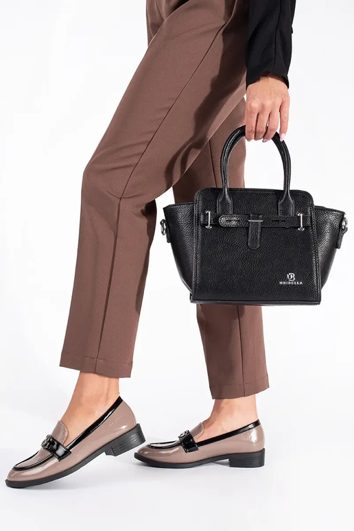 su lako efektu smėlio spalvos-juodos spalvos moteriški mokasinai