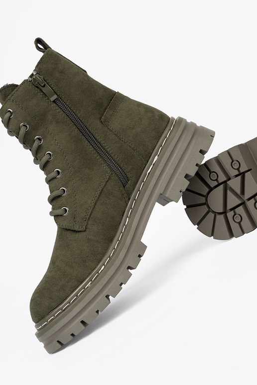 chaki spalvos moterų Aulinukai z zamszoĮym Įykończeniem Sergio Leone