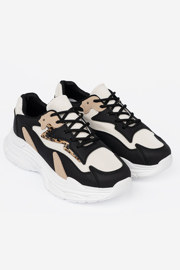 Juodos ir-smėlio spalvos Sneakers modelio batai su masyvia platforma