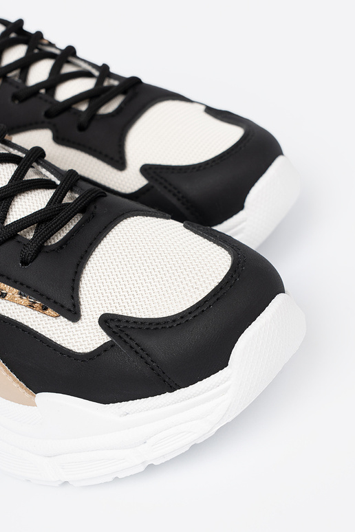Juodos ir-smėlio spalvos Sneakers modelio batai su masyvia platforma