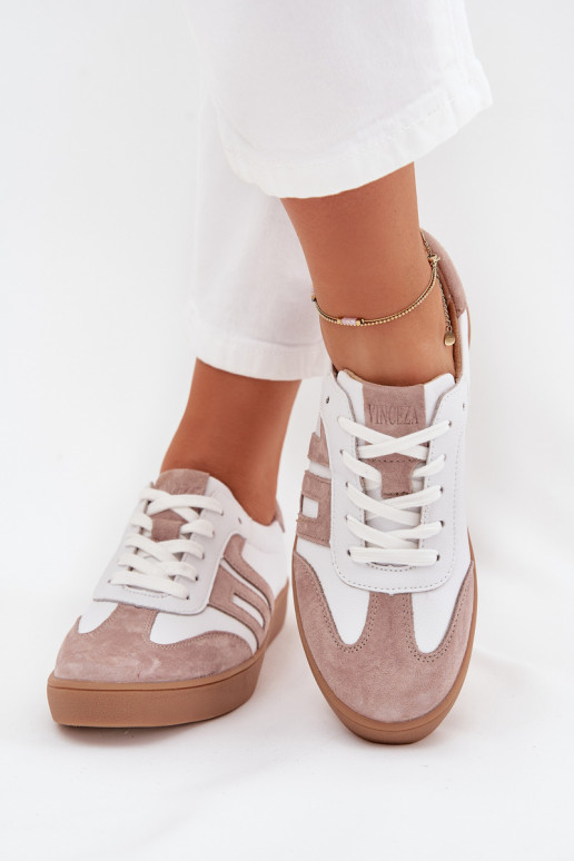 Oda Sneakers modelio batai Moteriškas Vinceza 79557 Baltos-smėlio spalvos
