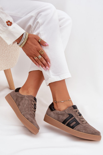 iš zomšos Sneakers modelio batai Moteriškas Vinceza 79557 smėlio spalvos