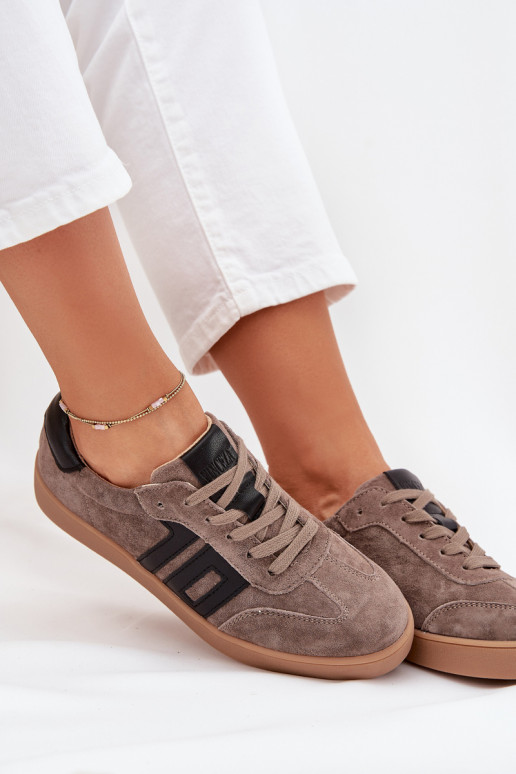 iš zomšos Sneakers modelio batai Moteriškas Vinceza 79557 smėlio spalvos