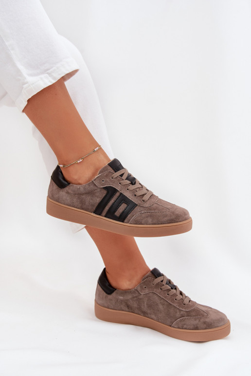 iš zomšos Sneakers modelio batai Moteriškas Vinceza 79557 smėlio spalvos