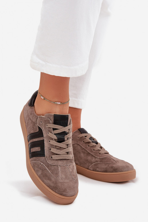 iš zomšos Sneakers modelio batai Moteriškas Vinceza 79557 smėlio spalvos