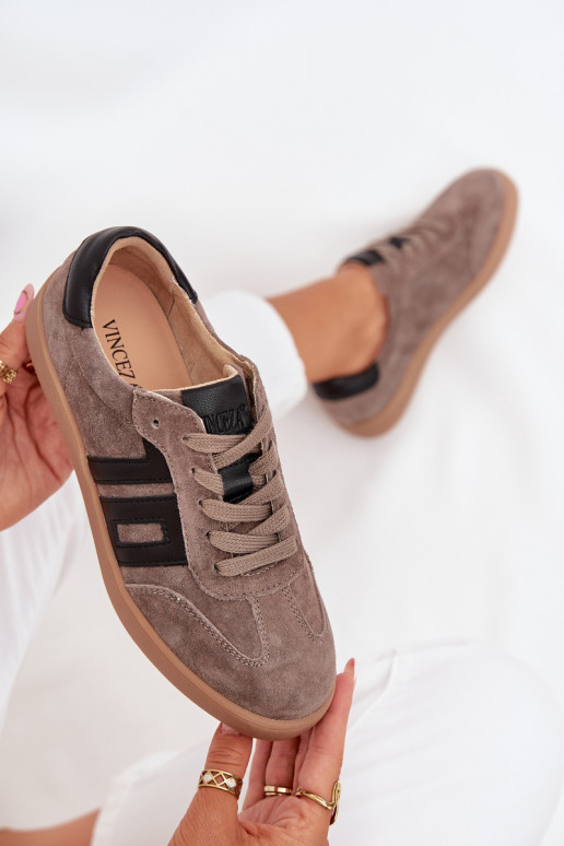 iš zomšos Sneakers modelio batai Moteriškas Vinceza 79557 smėlio spalvos