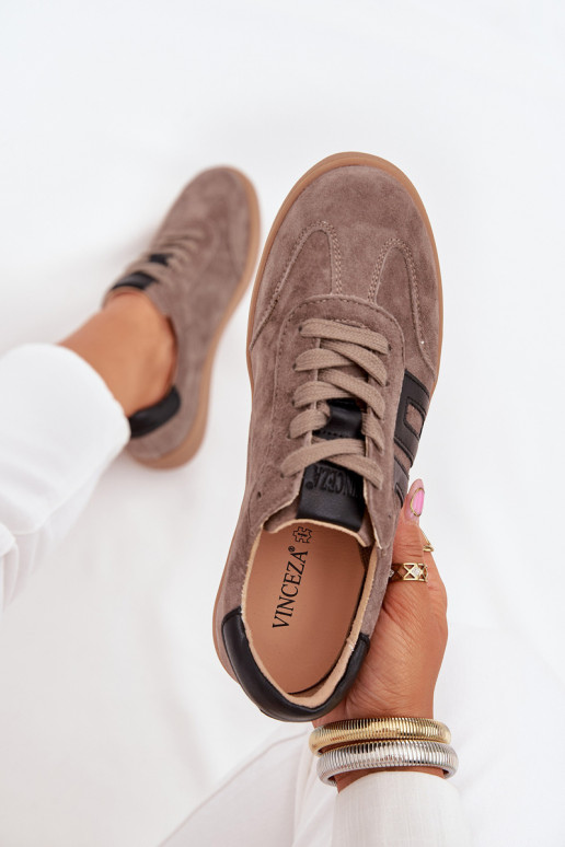 iš zomšos Sneakers modelio batai Moteriškas Vinceza 79557 smėlio spalvos