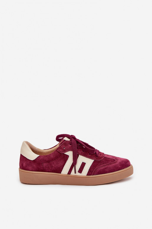 iš zomšos Sneakers modelio batai Moteriškas Vinceza 79557 bordo spalvos