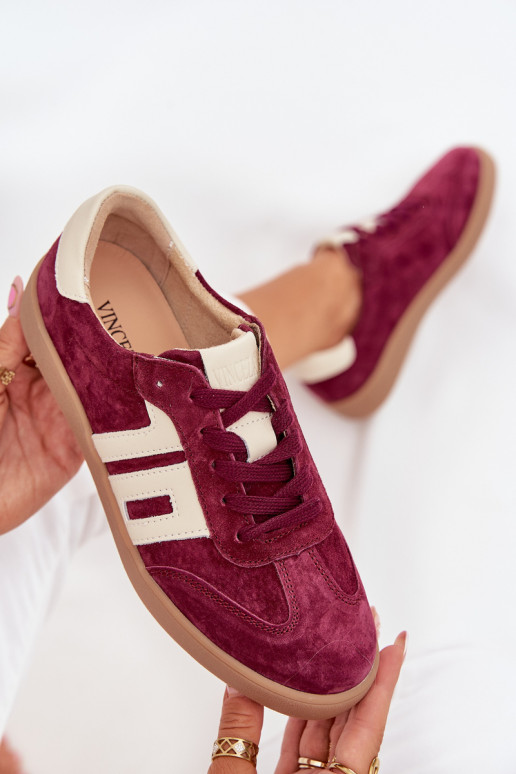 iš zomšos Sneakers modelio batai Moteriškas Vinceza 79557 bordo spalvos