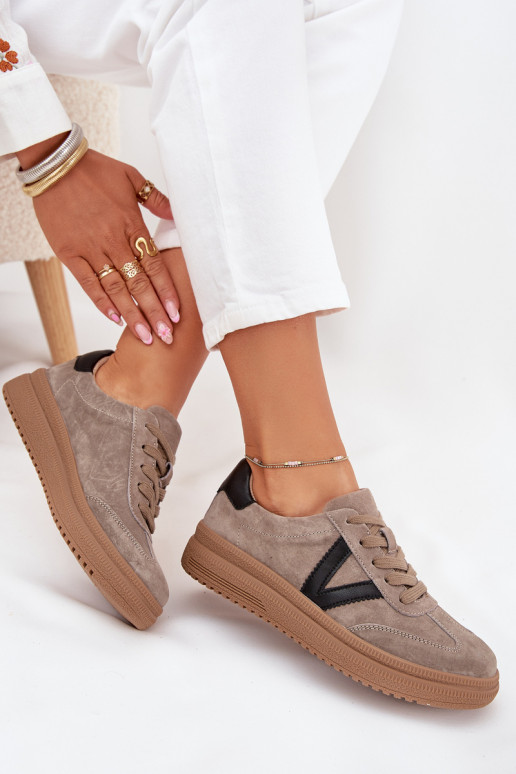 iš zomšos Sneakers modelio batai Moteriškas su platforma Vinceza 79562 smėlio spalvos iš zomšos Sneakers modelio batai Moteriškas su platforma Vinceza 79562 smėlio spalvos