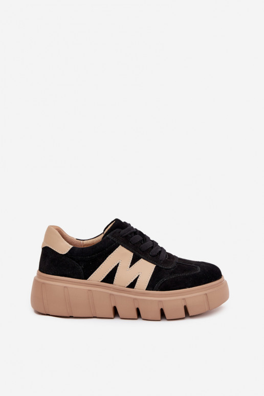 iš zomšos Moteriškas Sneakers modelio batai su platforma Vinceza 79561 juodos spalvos iš zomšos Moteriškas Sneakers modelio batai su platforma Vinceza 79561 juodos spalvos