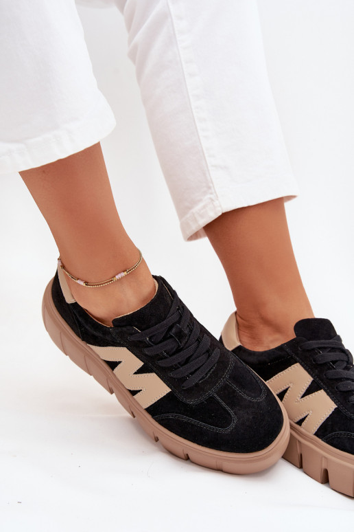 iš zomšos Moteriškas Sneakers modelio batai su platforma Vinceza 79561 juodos spalvos iš zomšos Moteriškas Sneakers modelio batai su platforma Vinceza 79561 juodos spalvos