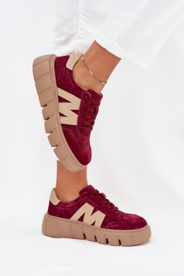iš zomšos Moteriškas Sneakers modelio batai su platforma Vinceza 79561 bordo spalvos 2