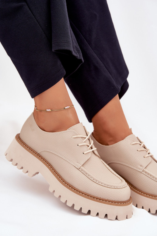 batai moteriški mokasinai Su raišteliu Big Star NN274053 smėlio spalvos