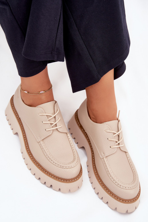 batai moteriški mokasinai Su raišteliu Big Star NN274053 smėlio spalvos