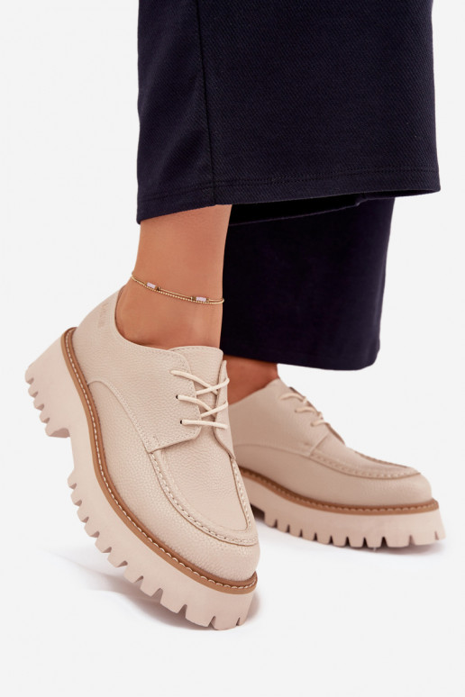 batai moteriški mokasinai Su raišteliu Big Star NN274053 smėlio spalvos