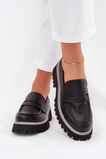 Moteriški mokasinai platformoje Ir plokščiakulniai Big Star NN274049 juodos spalvos