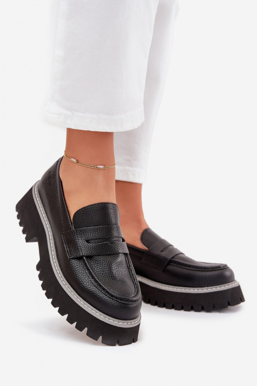 Moteriški mokasinai platformoje Ir plokščiakulniai Big Star NN274049 juodos spalvos