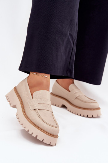 Moteriški mokasinai platformoje Ir plokščiakulniai Big Star NN274050 smėlio spalvos