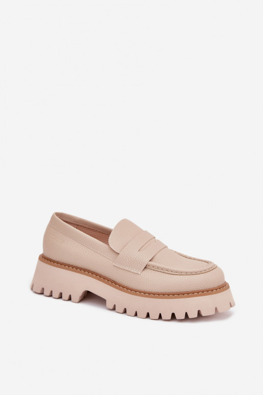 Moteriški mokasinai platformoje Ir plokščiakulniai Big Star NN274050 smėlio spalvos