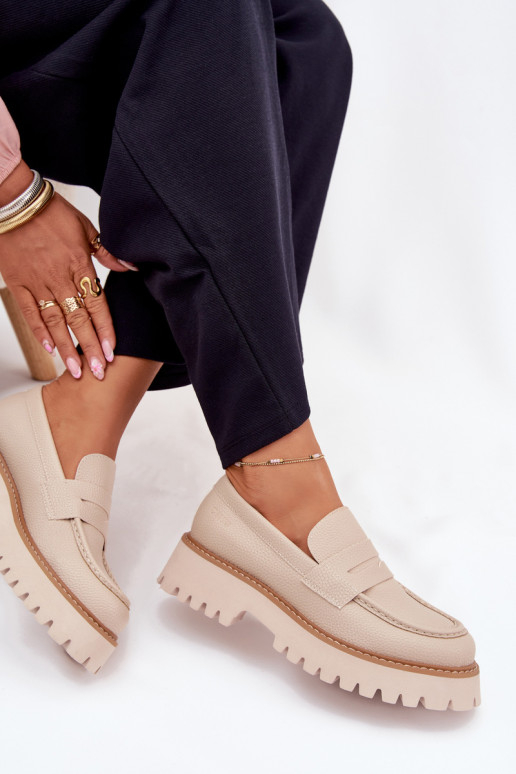 Moteriški mokasinai platformoje Ir plokščiakulniai Big Star NN274050 smėlio spalvos