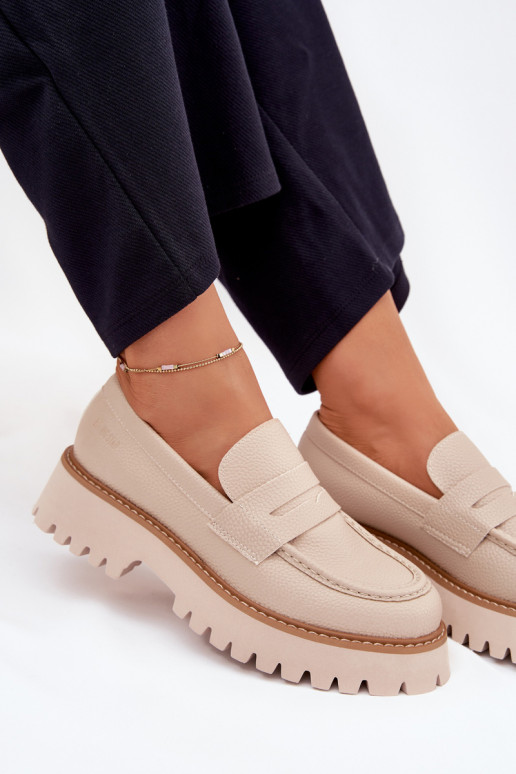 Moteriški mokasinai platformoje Ir plokščiakulniai Big Star NN274050 smėlio spalvos