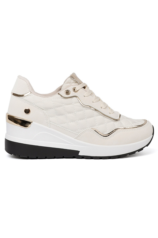 smėlio spalvos Sneakers modelio batai z połyskującymi auksinismi akcentami