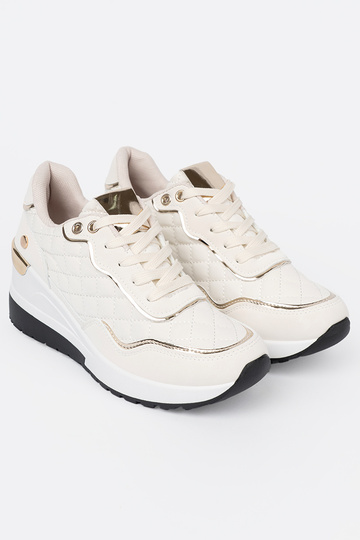 smėlio spalvos Sneakers modelio batai z połyskującymi auksinismi akcentami