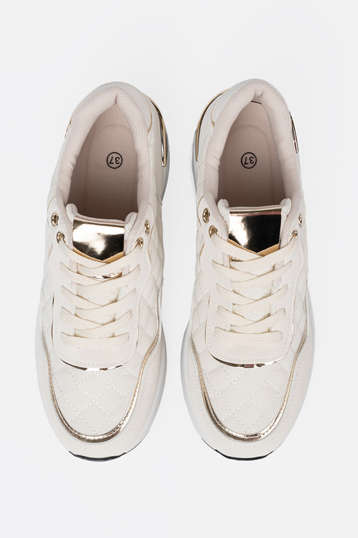 smėlio spalvos Sneakers modelio batai z połyskującymi auksinismi akcentami