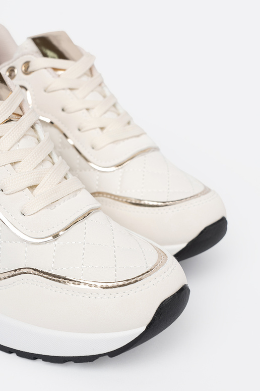 smėlio spalvos Sneakers modelio batai z połyskującymi auksinismi akcentami