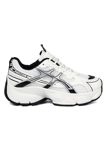 Baltos-juodos spalvos patogus Sneakers modelio batai su tinkleliu 2