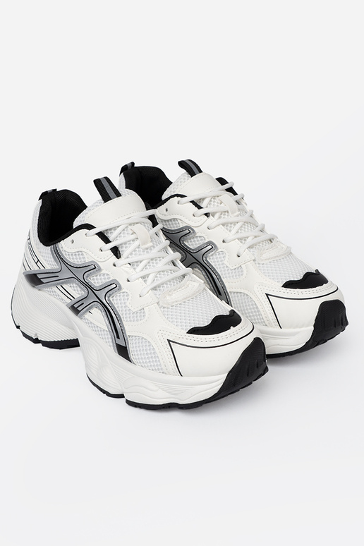 Baltos-juodos spalvos patogus Sneakers modelio batai su tinkleliu