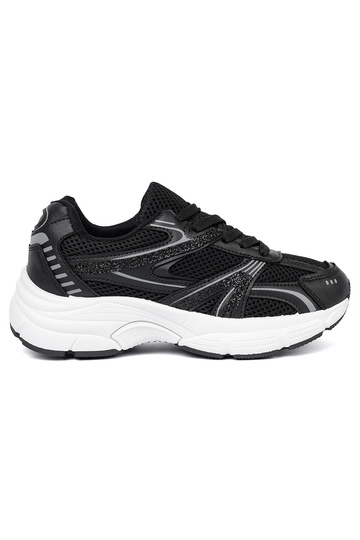 juodos spalvos Sneakers modelio batai su tinkleliu i białą podeszĮą 2