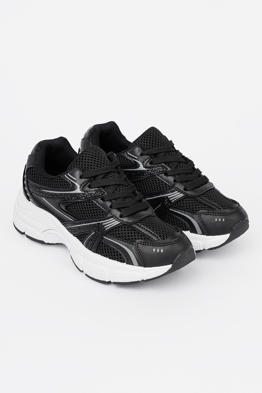 juodos spalvos Sneakers modelio batai su tinkleliu i białą podeszĮą