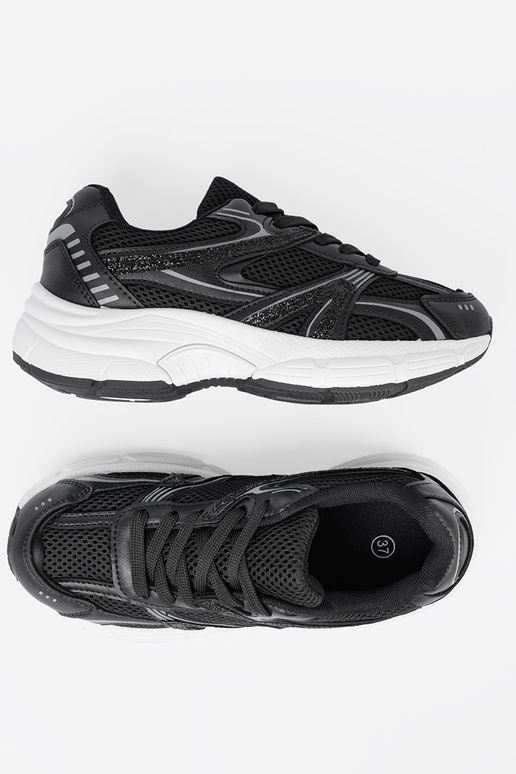 juodos spalvos Sneakers modelio batai su tinkleliu i białą podeszĮą