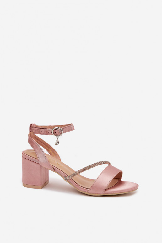 Rožinės spalvos moteriški aukštakulniai su blizgančiomis detalėmis, Vinceza 20268