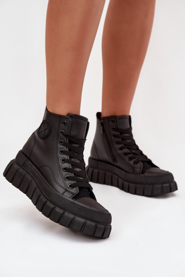 pašiltinti laisvalaikio batai su auliuku Moteriškas su platforma Užraktas juodos spalvos Sarira