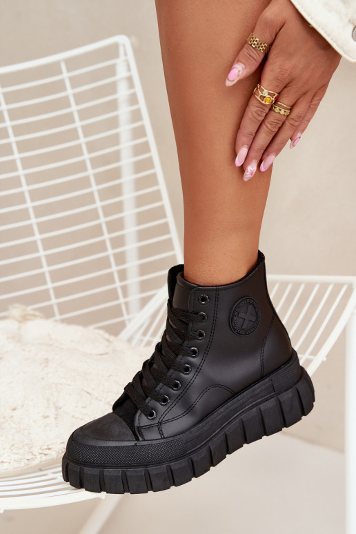 pašiltinti laisvalaikio batai su auliuku Moteriškas su platforma Užraktas juodos spalvos Sarira