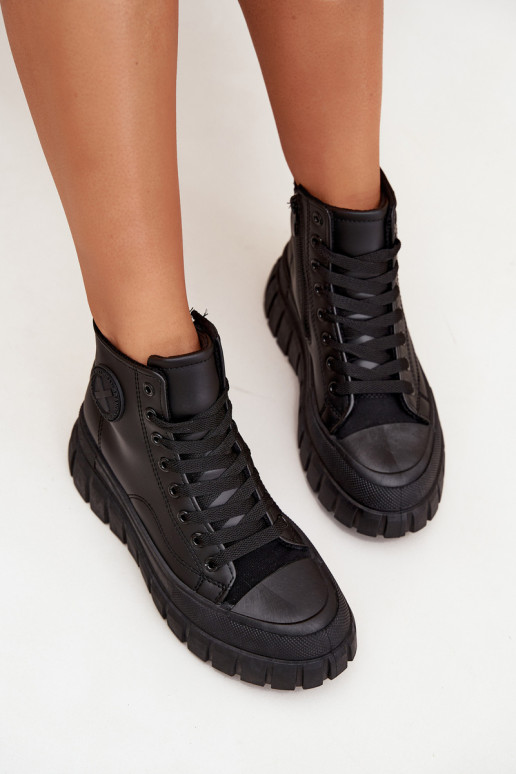 pašiltinti laisvalaikio batai su auliuku Moteriškas su platforma Užraktas juodos spalvos Sarira