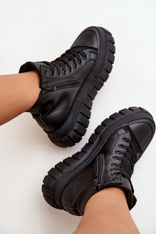 pašiltinti laisvalaikio batai su auliuku Moteriškas su platforma Užraktas juodos spalvos Sarira